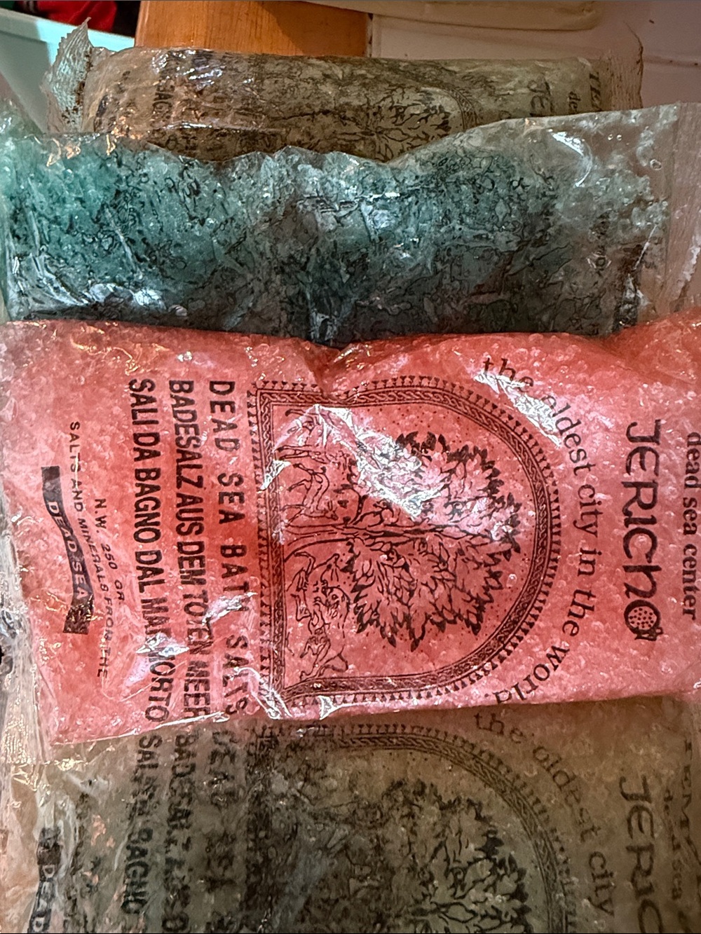 Dead Sea Pink Bath Salts - Soothing Mineral Soak four bags